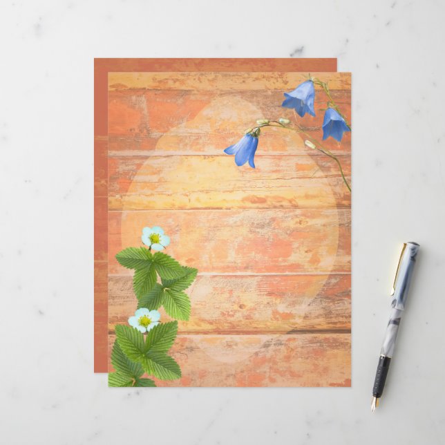 Wild flowers on a worn board background (Front/Back In Situ)