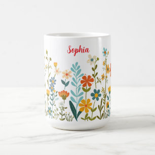Wild Flowers or Your Art or Photo & Script Name Coffee Mug