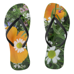 Wild Flowers: Orange White Pink Flip Flops