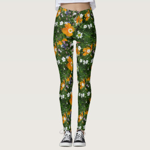 Wild Flowers: Orange White Pink Legging