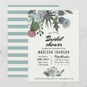 Wild Flowers pale blue   Bridal Shower Invitations