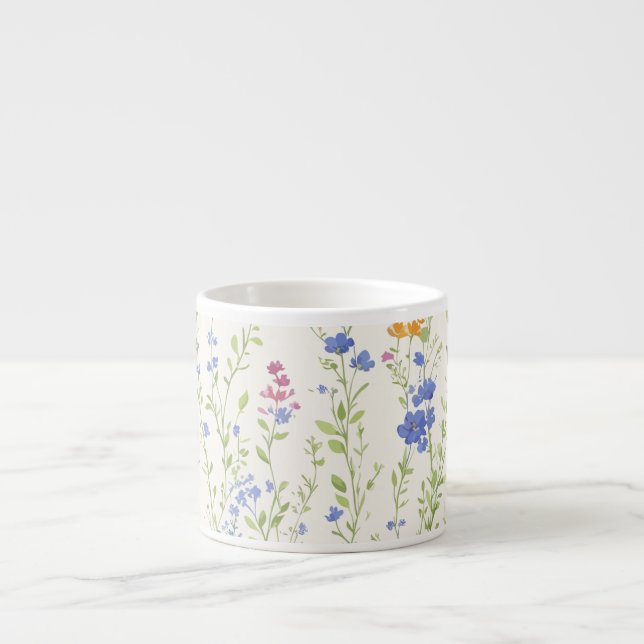 Wild flowers Pattern Espresso Cup (Front)