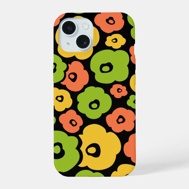 Wild Flowers Pattern iPhone 15 Case (Back)