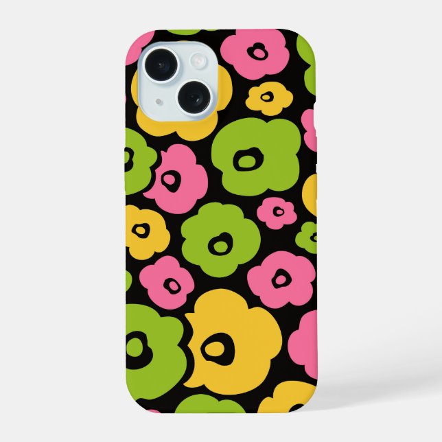 Wild Flowers Pattern iPhone 15 Case (Back)