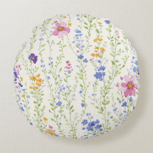 Wild flowers Pattern  Round Pillow