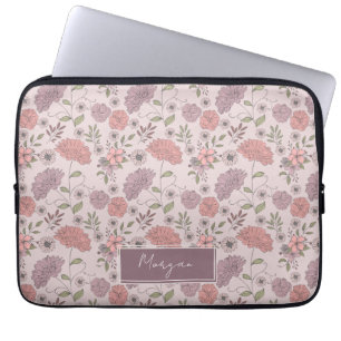 Wild Flowers Personalized with name Floral Boho Laptop Sleeve