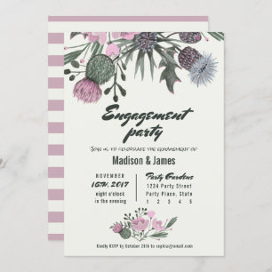 Wild Flowers pink Engagement Party Invitations