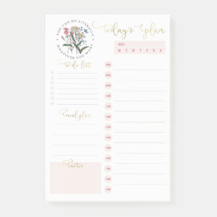 Wild Flowers Pink Gold Daily Planning To Do List P Post-it Notes