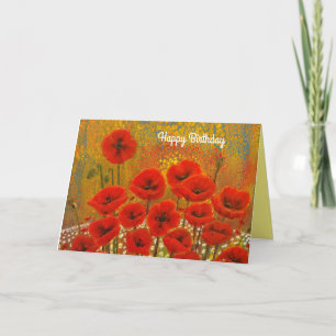 Wild flowers poppies and daisies Happy Birthday Card