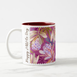 Wild Flowers Protea Magenta Two-Tone Coffee Mug