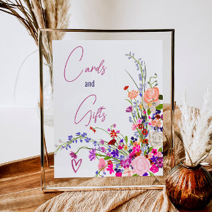 Wild flowers script cards gifts bridal shower poster