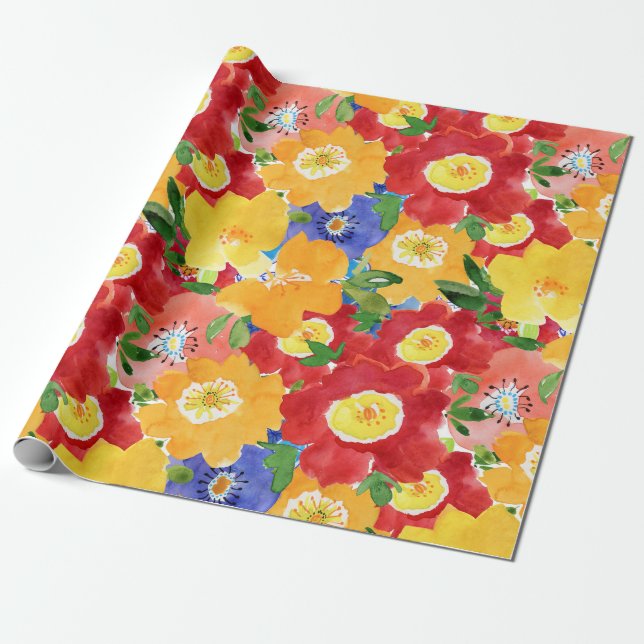 wild flowers. Seamless repeated floral pattern. Se Wrapping Paper (Unrolled)