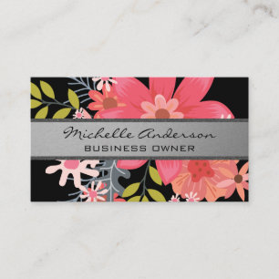 Wild Flowers Silver Band Business Card