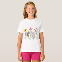 Wild Flowers T-Shirt, Vintage Botanical Kids Tee, 