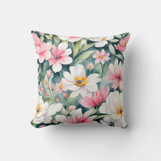 Wild flowers throw pillow