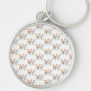 Wild Flowers , Vintage Botanical Pastel Floral Keychain