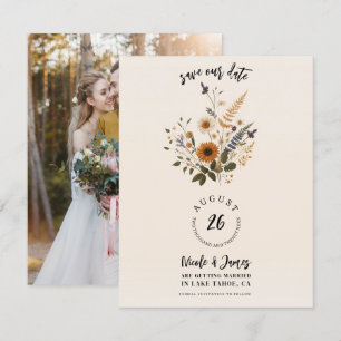 Wild Flowers Vintage Floral Boho Save the Date  Invitation