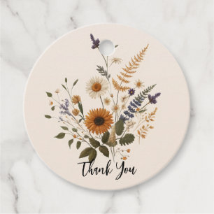 Wild Flowers Vintage Floral Bunch Bohemian Wedding Favour Tags
