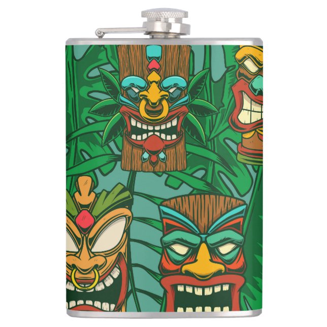Wild Flowers Watercolor: Colourful Seamless Hip Flask (Front)