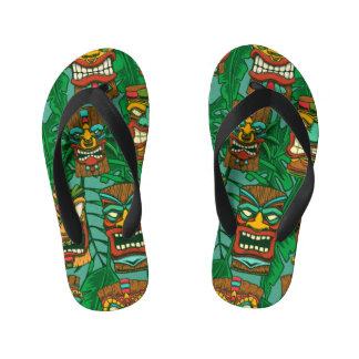 Wild Flowers Watercolor: Colourful Seamless Kid's Flip Flops