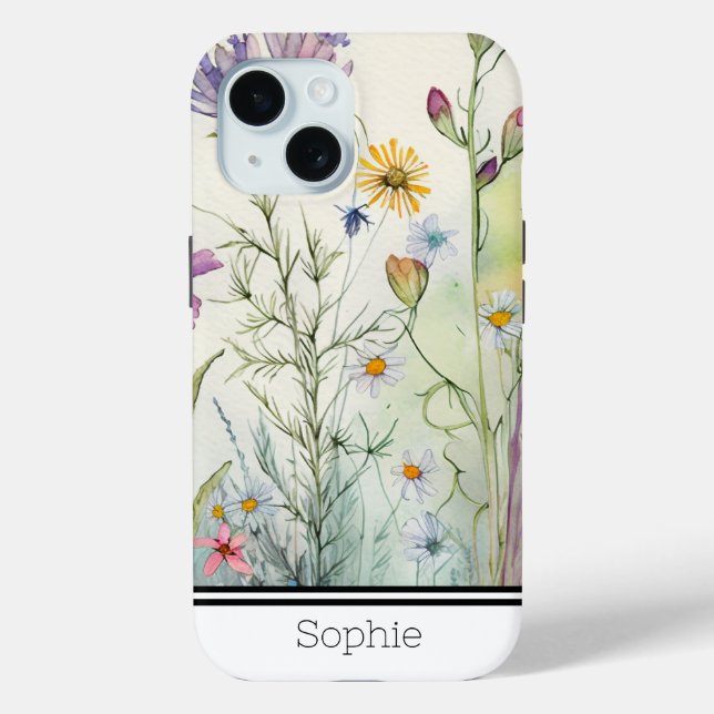 Wild Flowers Watercolor Custom Case-Mate iPhone Case (Back)