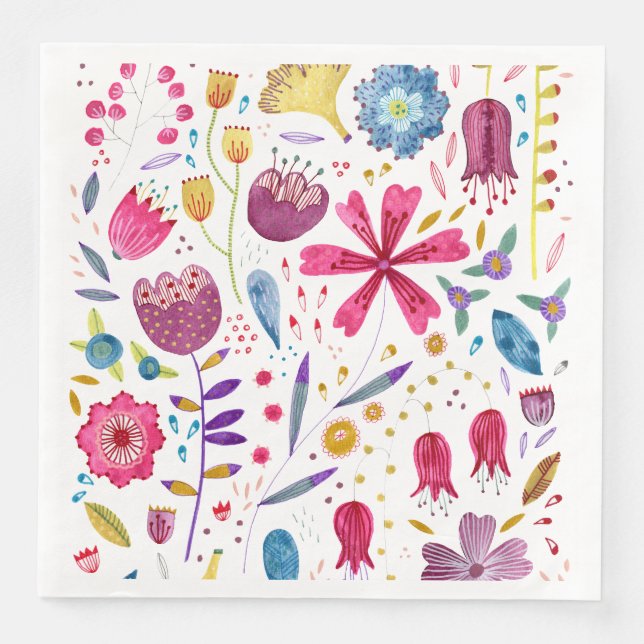 Wild Flowers Watercolor Napkin (Front)