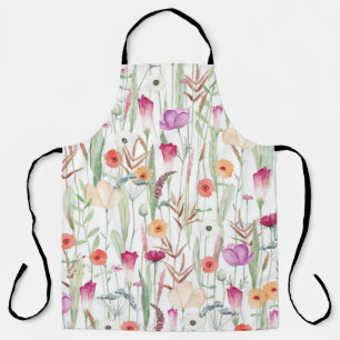 Wild Flowers Watercolor Seamless Design Apron
