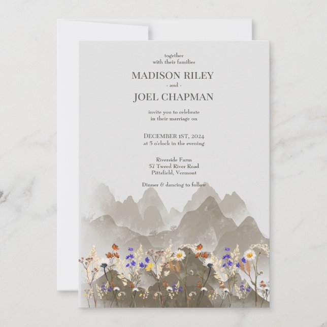 Wild Flowers Wedding Invitation (Front)