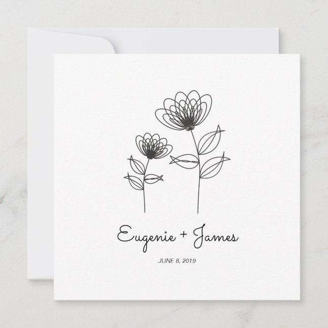 Wild Flowers Wedding Monogram Invitation Design (Front)