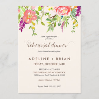 Wild Flowers Wedding Rehearsal Dinner Invitation