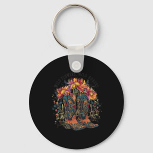 Wild Flowers - Wild Horses Cowgirl Boot Western Fl Keychain
