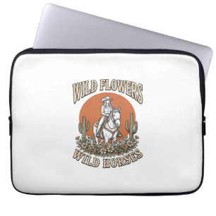 Wild Flowers Wild Horses Western Cowgirl Shirt Des Laptop Sleeve