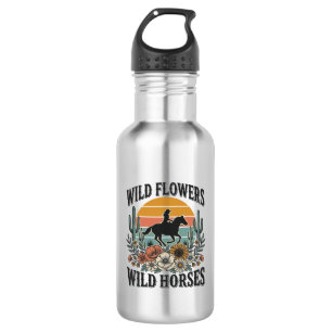 Wild Flowers Wild Horses Western Floral Shirt Desi 532 Ml Water Bottle
