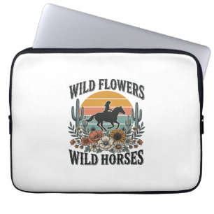 Wild Flowers Wild Horses Western Floral Shirt Desi Laptop Sleeve