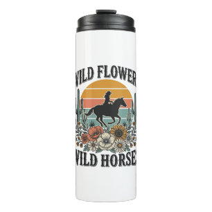 Wild Flowers Wild Horses Western Floral Shirt Desi Thermal Tumbler