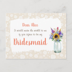 Wild Flowers Will you Be My Bridesmaid Card