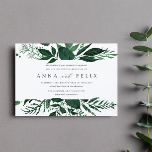Wild Forest   Emerald Green Botanical Wedding Invitation