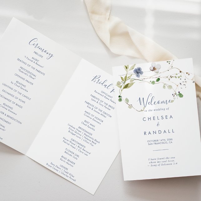 Wild Forest Floral Folded Wedding Program (Creator Uploaded)