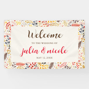 Wild Forest Flowers Fern Mushrooms Foliage Wedding Banner