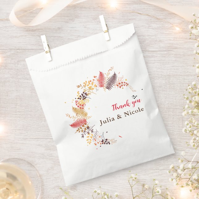 Wild Forest Flowers Fern Mushrooms Foliage Wedding Favour Bag (Clipped)