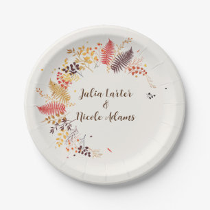 Wild Forest Flowers Fern Mushrooms Foliage Wedding Paper Plate