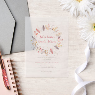 Wild Forest Flowers Fern Mushrooms Foliage Wedding Vellum Invitations