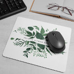 Wild Forest | Green Botanical Personalized Mouse Pad<br><div class="desc">Elegant botanical logo mousepad design features your name and/or business name framed by a border of lush watercolor foliage in rich shades of forest green and hunter green. Designed to coordinate with our Wild Forest collection.</div>