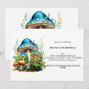 Wild Forest Mushrooms Birthday Party Invitation