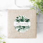 Wild Forest | Personalized Botanical Wedding Classic Round Sticker<br><div class="desc">Seal your invitation envelopes or favours with these elegant botanical wedding stickers featuring your names framed by a top and bottom border of winter watercolor foliage in rich shades of hunter green. Coordinates with our Wild Forest wedding collection.</div>