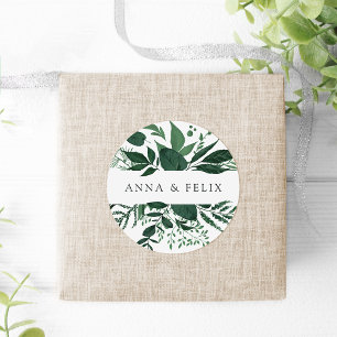 Wild Forest   Personalized Botanical Wedding Classic Round Sticker