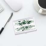 Wild Forest | Personalized Business Card Holder<br><div class="desc">Elegant botanical business card holder features your name and/or business name framed by a border of lush watercolor leaves in shades of hunter and forest green,  on a crisp white background. Matching business cards and accessories also available in our Wild Forest collection.</div>