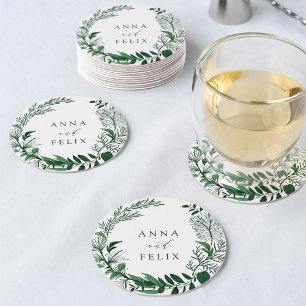 Wild Forest Personalized Wedding Round Paper Coaster