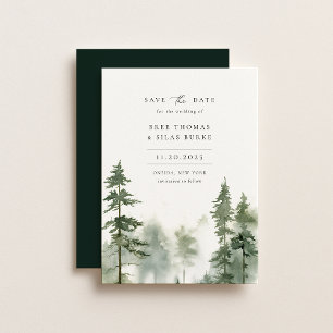 Wild Forest Pine Tree Photo Wedding Save The Date
