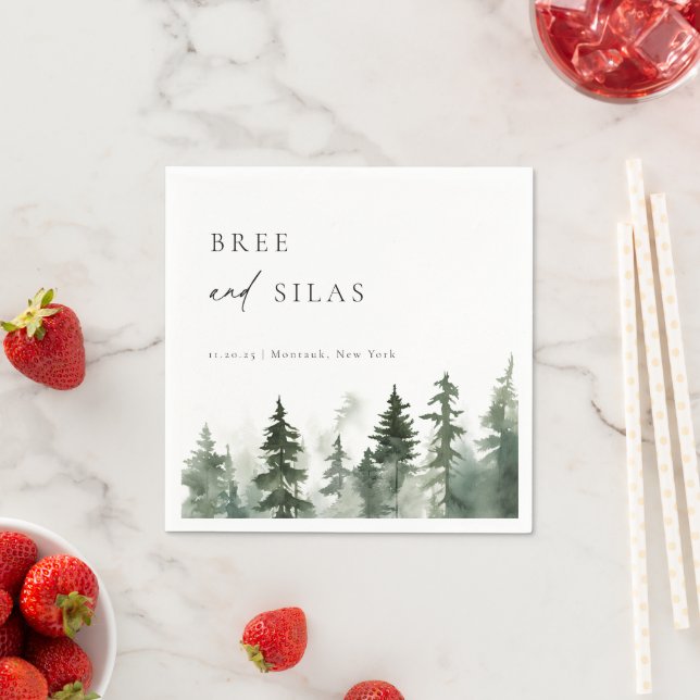 Wild Forest Pines Wedding Napkin (Insitu)